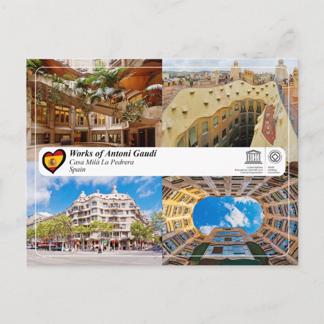 UNESCO WHS - Antoni Gaudí - Casa Milà La Pedrera Postcard (Front)