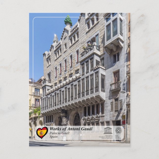 UNESCO WHS - Antoni Gaudí - Palacio Güell Postcard (Front)