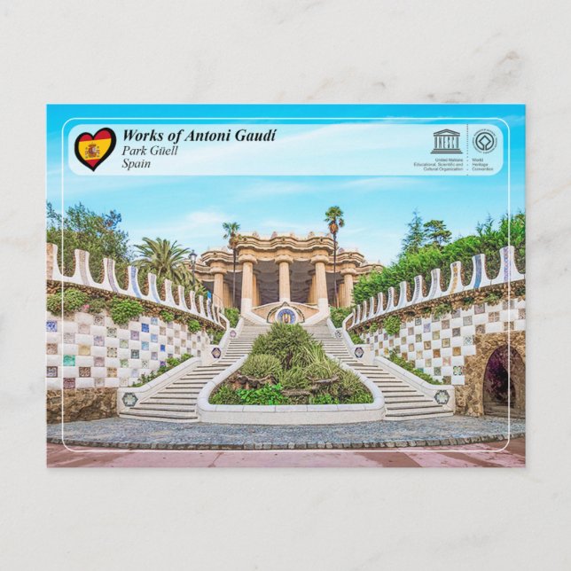 UNESCO WHS - Antoni Gaudí - Park Güell Postcard (Front)