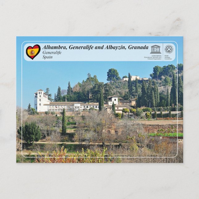 UNESCO WHS - Generalife, Granada Postcard (Front)