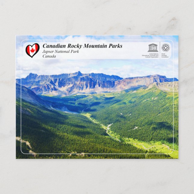 UNESCO WHS - Jasper National Park Postcard (Front)