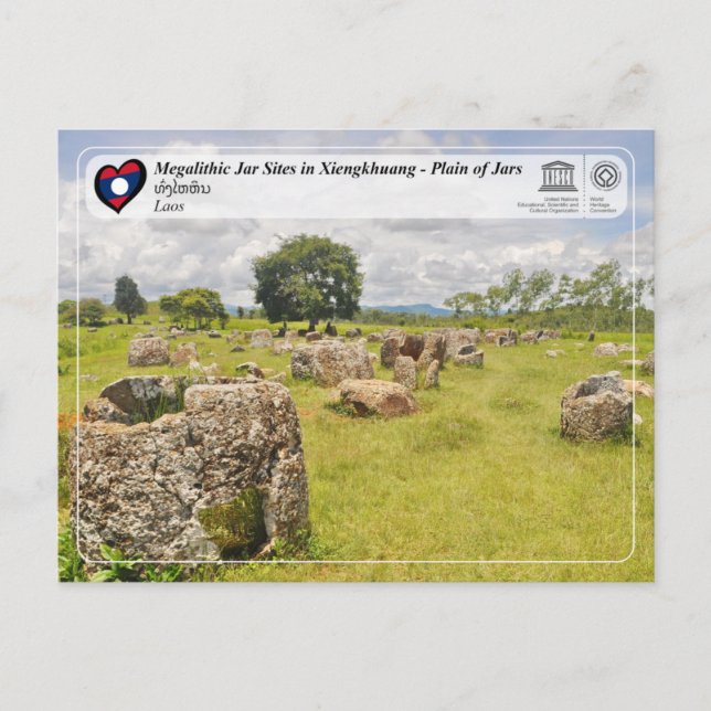 UNESCO - Xiengkhuang - Plain of Jars - ທົ່ງໄຫຫິນ Postcard (Front)