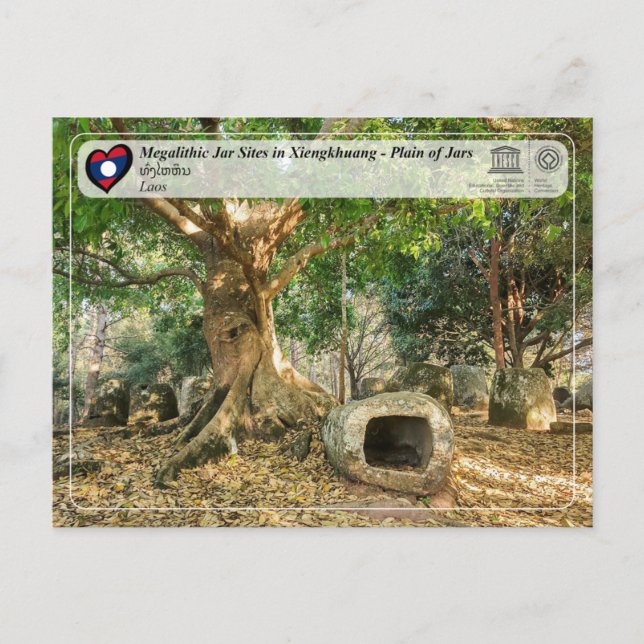 UNESCO - Xiengkhuang - Plain of Jars - ທົ່ງໄຫຫິນ Postcard (Front)