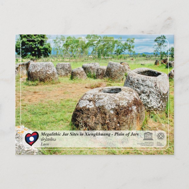 UNESCO - Xiengkhuang - Plain of Jars - ທົ່ງໄຫຫິນ Postcard (Front)