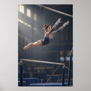 Uneven Bars Gymnastics Female Gymnast Flying Wall Poster