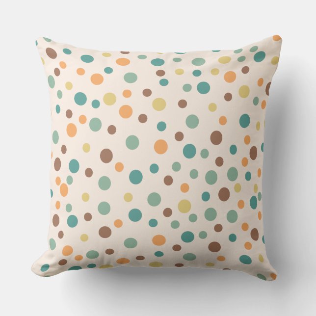 Uneven Scattered Polka Dot Vector Seamless Pattern Throw Pillow (Front)