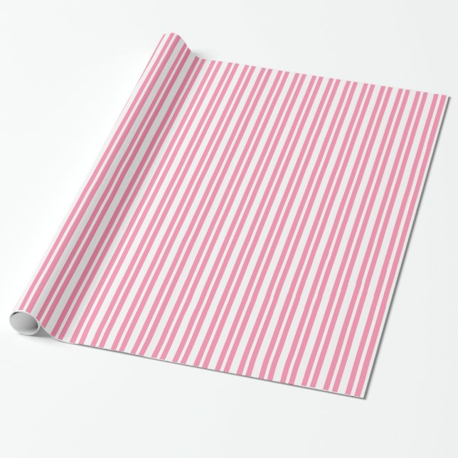 Uneven Stripe #2 White Stripe Wrapping Paper (Unrolled)