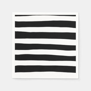 Uneven Stripes - Black and White Napkins