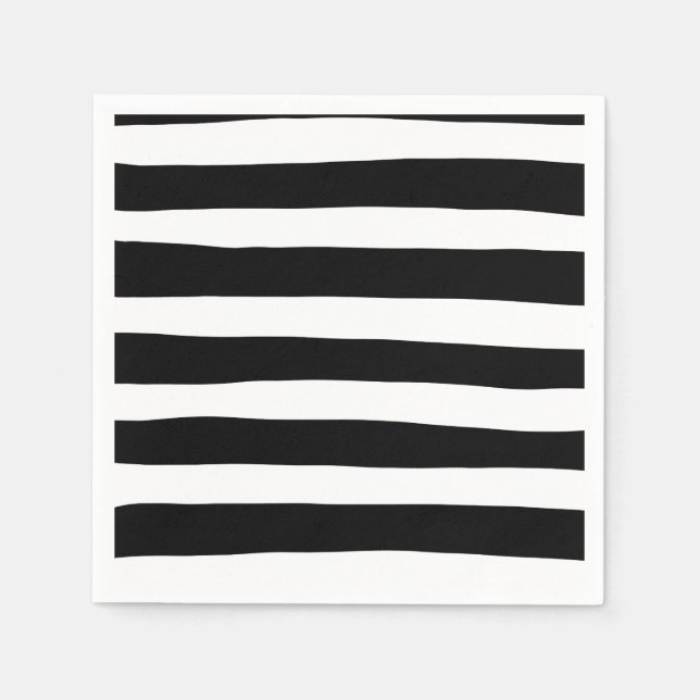 Uneven Stripes - Black and White Napkins (Front)