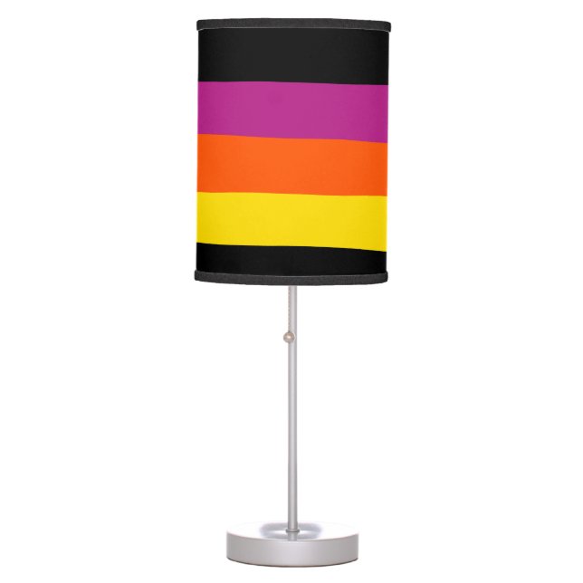 Uneven Stripes - Black, Pink, Orange and Yellow Table Lamp (Front)