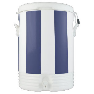 Uneven Stripes - Blue and White Beverage Cooler