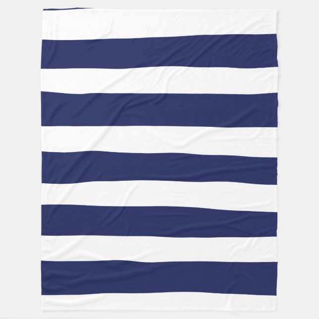 Uneven Stripes - Blue and White Fleece Blanket (Front)