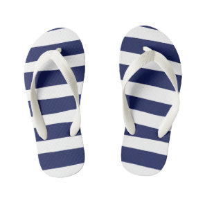 Uneven Stripes - Blue and White Kid's Flip Flops