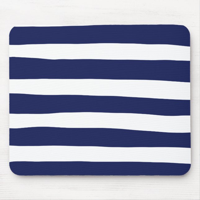 Uneven Stripes - Blue and White Mouse Pad (Front)