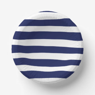 Uneven Stripes - Blue and White Paper Bowls
