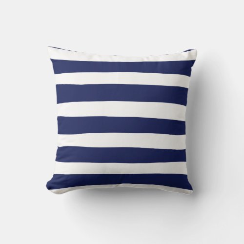 Uneven Stripes _ Blue and White Throw Pillow