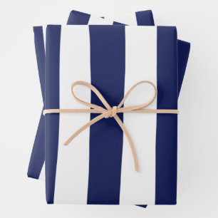 Uneven Stripes - Blue and White Wrapping Paper Sheets