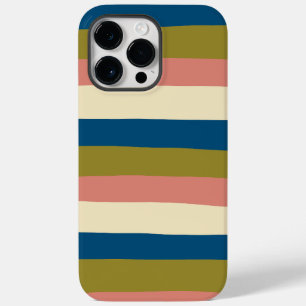 Uneven Stripes - Blue, Olive Green, Pink and Cream Case-Mate iPhone 14 Pro Max Case
