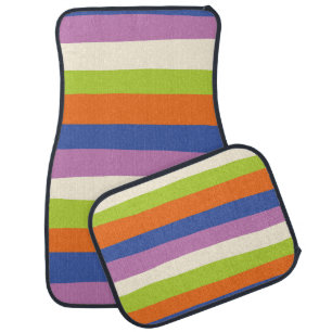 Uneven Stripes - Blue, Orange, Purple, Green, and Car Floor Mat