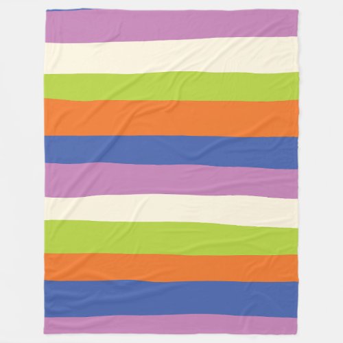 Uneven Stripes _ Blue Orange Purple Green and  Fleece Blanket