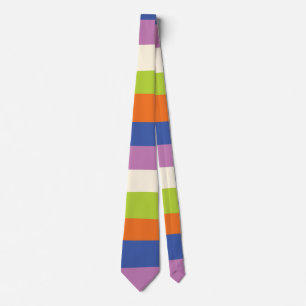 Uneven Stripes - Blue, Orange, Purple, Green, and Neck Tie
