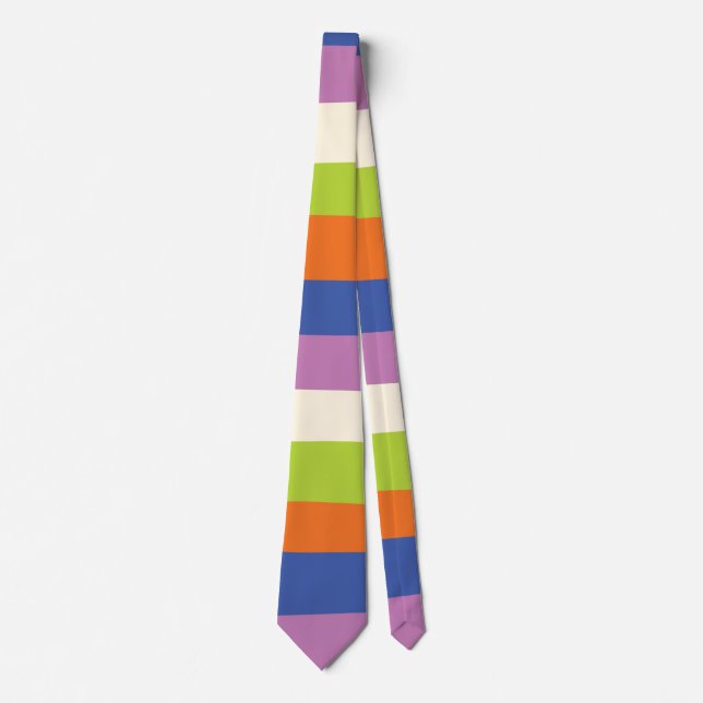 Uneven Stripes - Blue, Orange, Purple, Green, and  Neck Tie (Front)