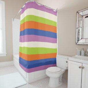 Uneven Stripes - Blue, Orange, Purple, Green, and Shower Curtain
