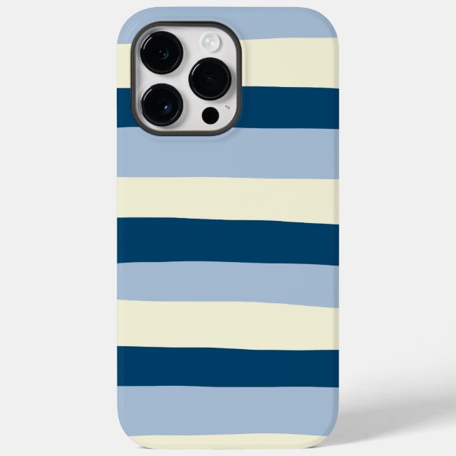 Uneven Stripes - Dark Blue, Light Blue and Cream Case-Mate iPhone Case (Back)