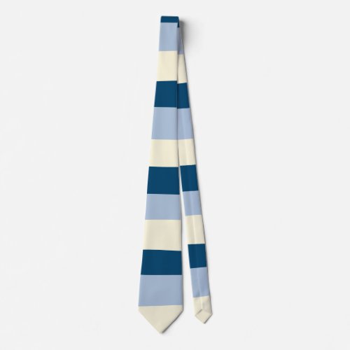 Uneven Stripes _ Dark Blue Light Blue and Cream Neck Tie