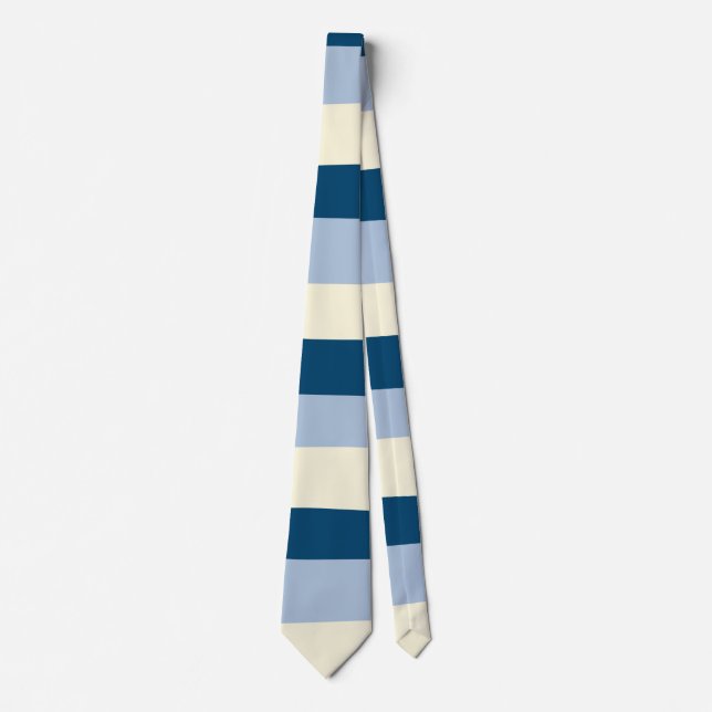 Uneven Stripes - Dark Blue, Light Blue and Cream Neck Tie (Front)