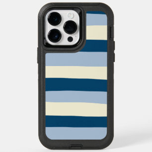 Uneven Stripes - Dark Blue, Light Blue and Cream OtterBox iPhone 14 Pro Max Case