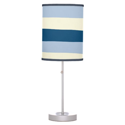 Uneven Stripes _ Dark Blue Light Blue and Cream Table Lamp