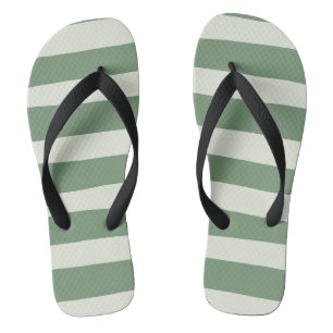Uneven Stripes - Green Flip Flops