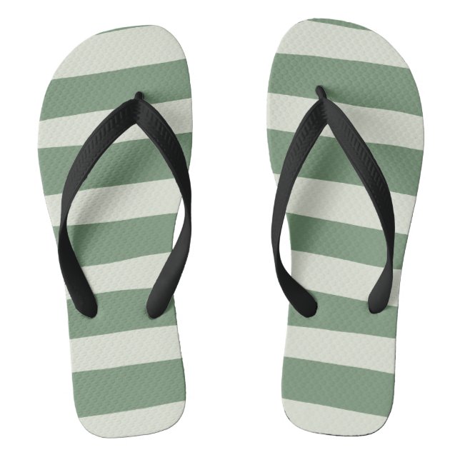 Uneven Stripes - Green Flip Flops (Footbed)
