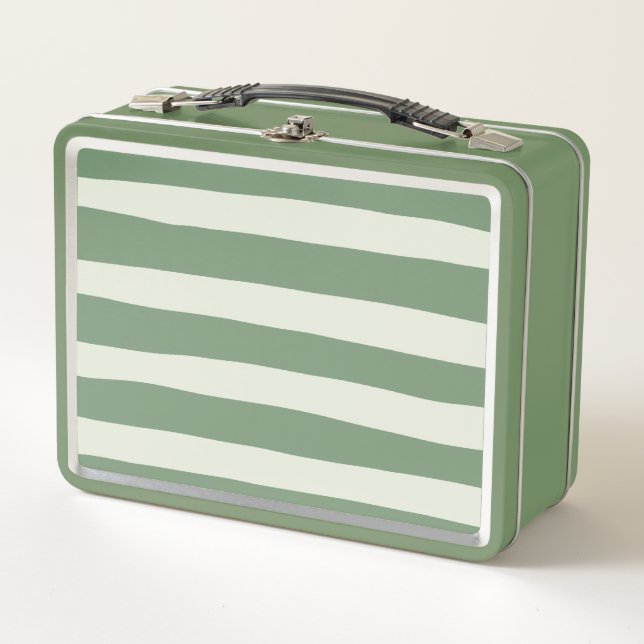 Uneven Stripes - Green Metal Lunch Box (Front)