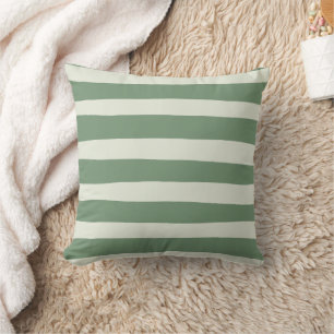 Uneven Stripes - Green Throw Pillow