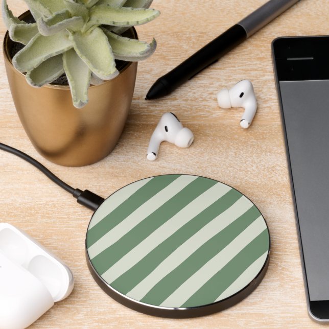 Uneven Stripes - Green Wireless Charger (Desk 2)