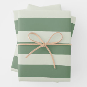 Uneven Stripes - Green Wrapping Paper Sheets