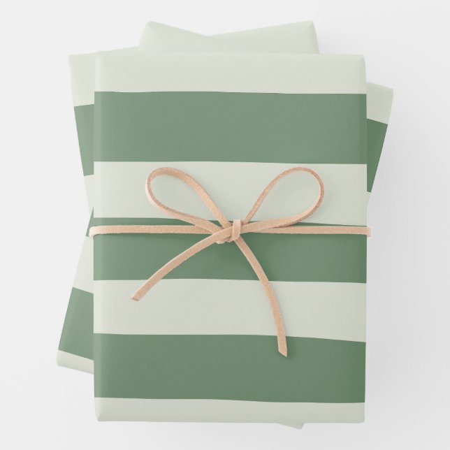 Uneven Stripes - Green Wrapping Paper Sheets (In situ)