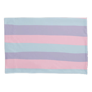Uneven Stripes in Blue, Pink, and Lilac Pillow Case