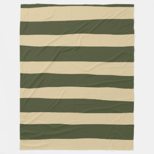 Uneven Stripes in Khaki and Green Fleece Blanket