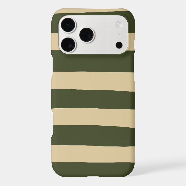 Uneven Stripes in Khaki and Green iPhone Case (Back)