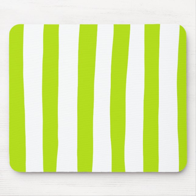 Uneven Stripes in Lime Green and White Mouse Pad (Front)