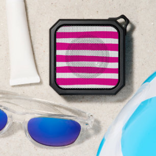 Uneven Stripes in Magenta and White Bluetooth Speaker
