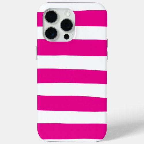 Uneven Stripes in Magenta and White  iPhone 15 Pro Max Case