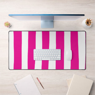 Uneven Stripes in Magenta and White Desk Mat