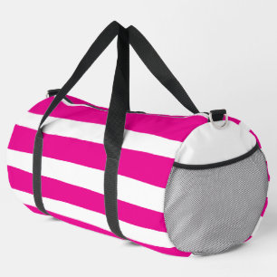 Uneven Stripes in Magenta and White  Duffle Bag