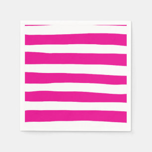 Uneven Stripes in Magenta and White  Napkins