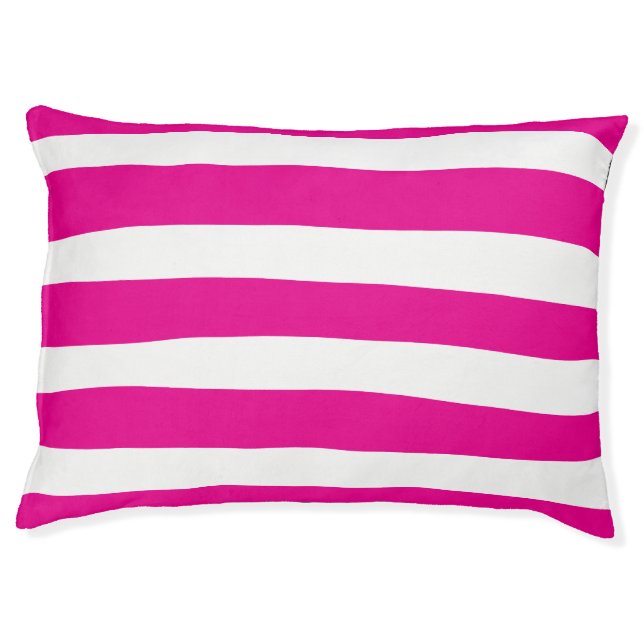 Uneven Stripes in Magenta and White  Pet Bed (Front)