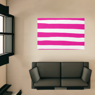 Uneven Stripes in Magenta and White  Rug
